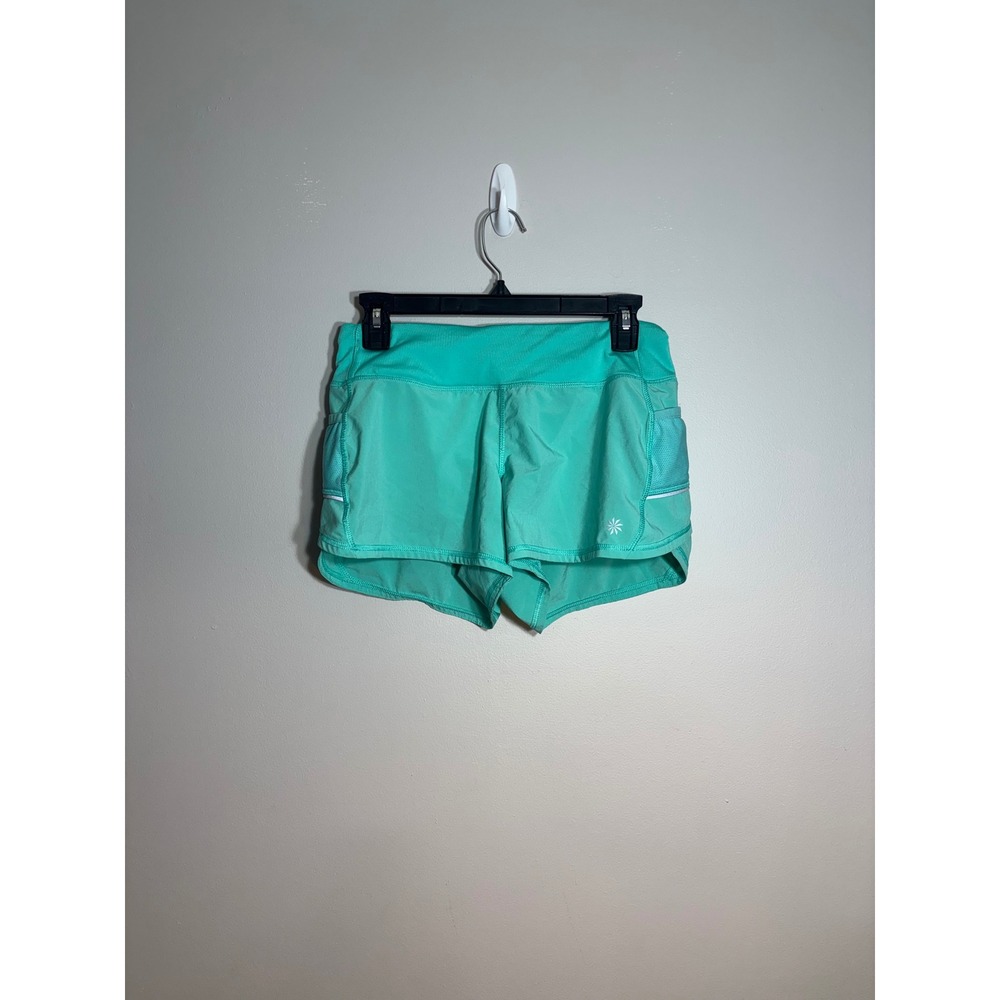 Athleta‎ Be Free Running Shorts Teal Green Mesh Pockets Womens XS Athletic Gym